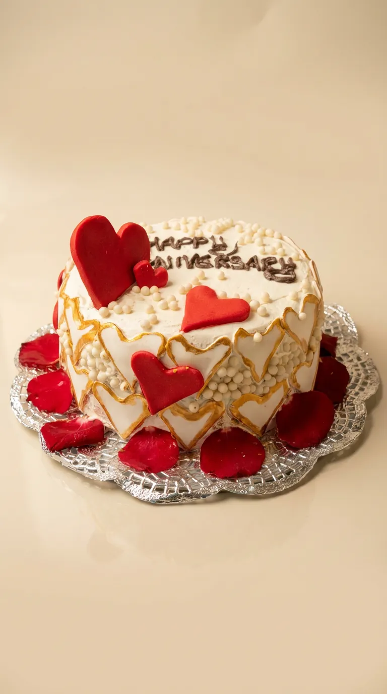 Romantic Hearts Anniversary Cake