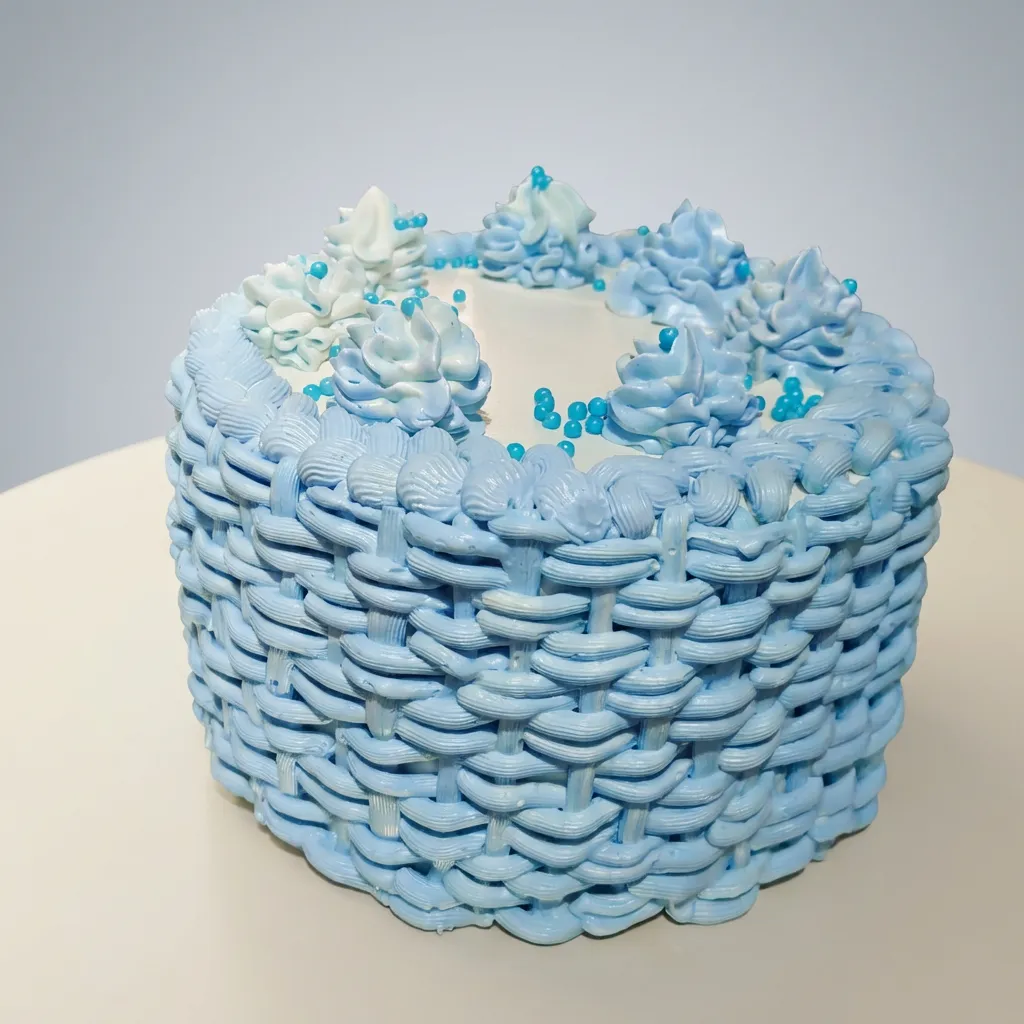 Blue Ombre Basket Weave Celebration Cake
