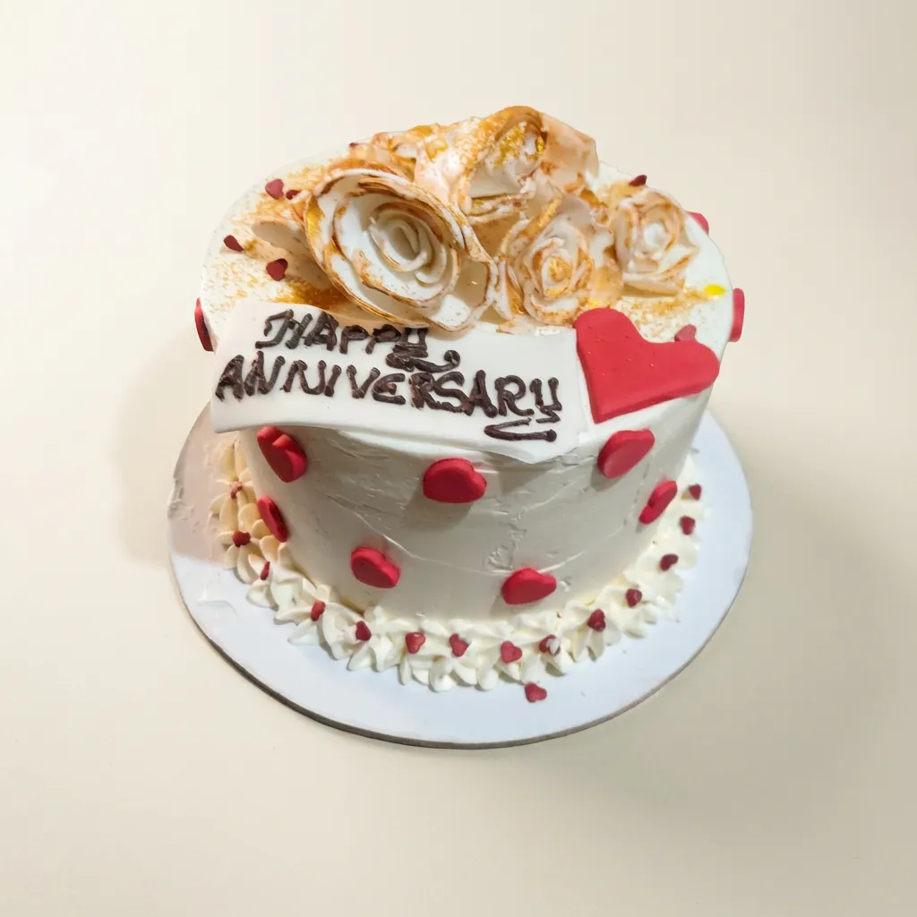 Toasted Meringue Roses Anniversary Cake