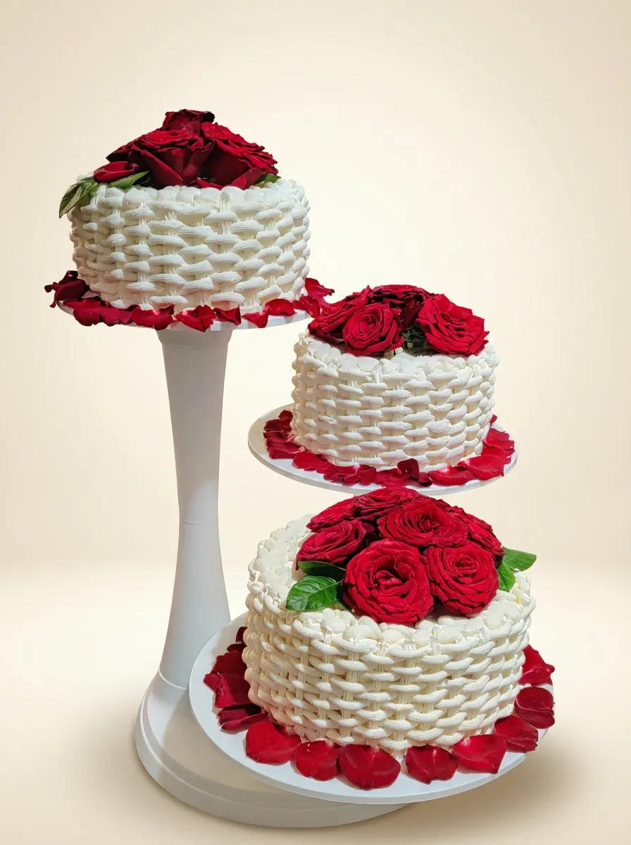 Romantic Basket Weave Rose Tower